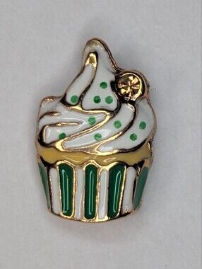 Origami Owl Cupcake Charm with White Gold and Green Accents